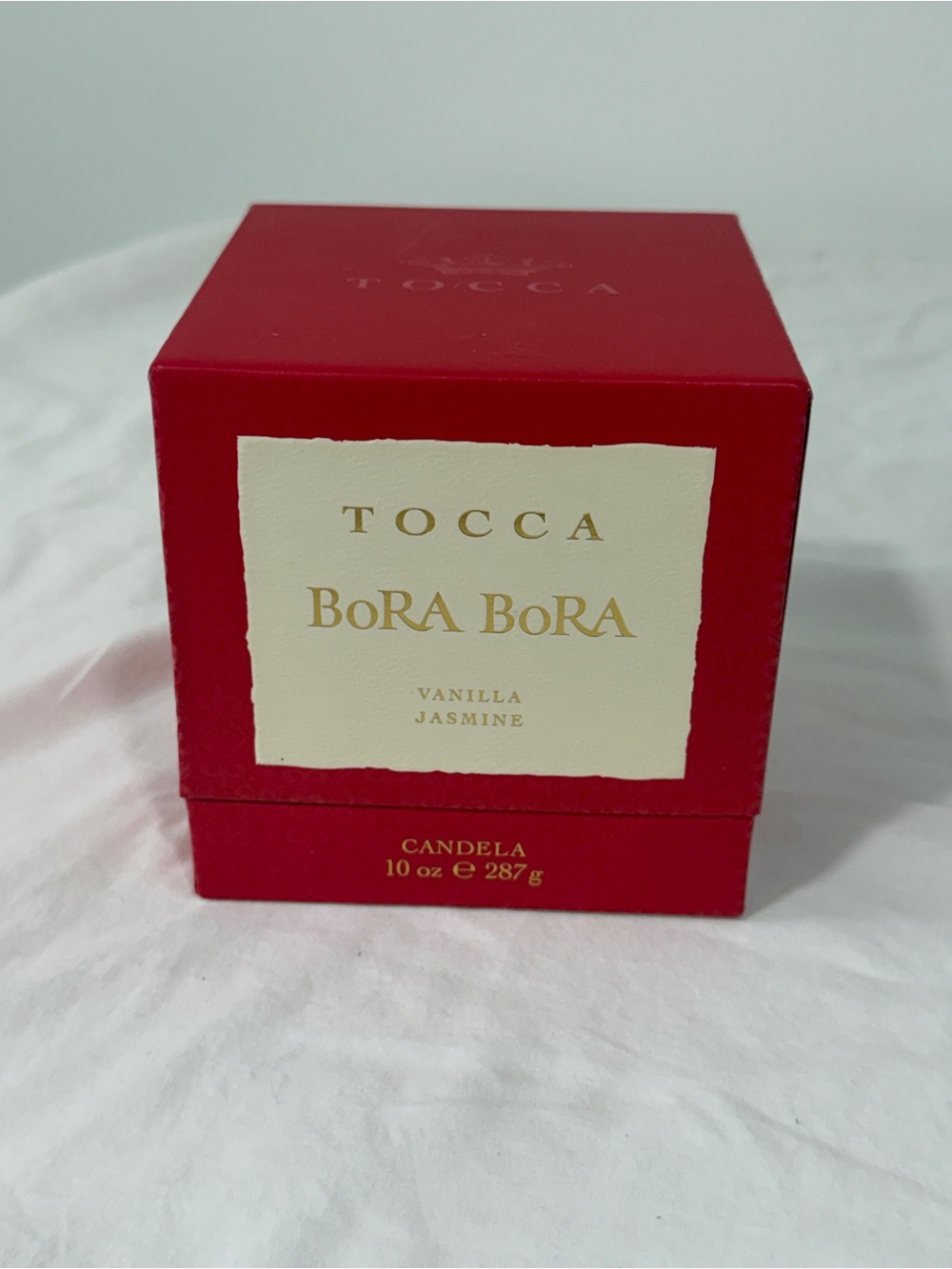 Tocca Vanilla Jasmine Candle - Red and Cream Gift Box